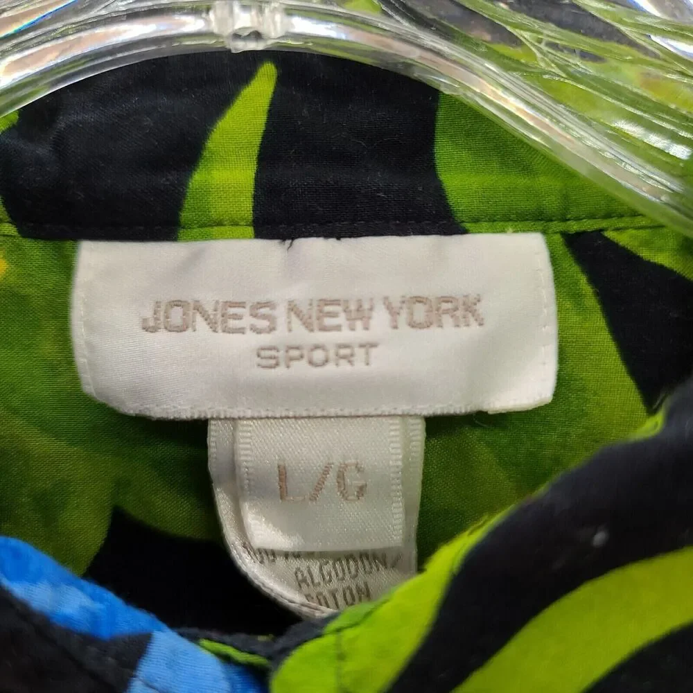 Jones New York Sport 2pc Set Multi-Color Size Large 100% Cotton Button Up Skirt